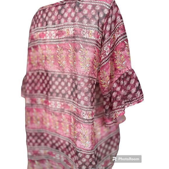 Style & Co Petite | Go Global Polynesian Blouse | Red | Size PL - Picture 3 of 8